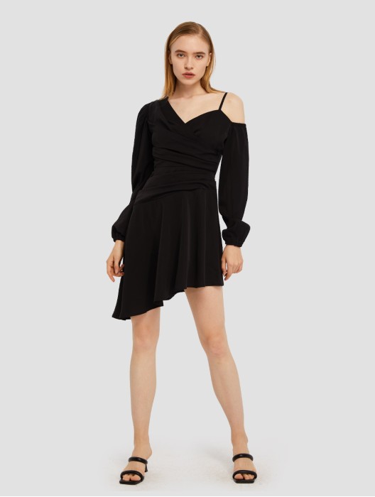 Asymmetrical Cold Shoulder Dress