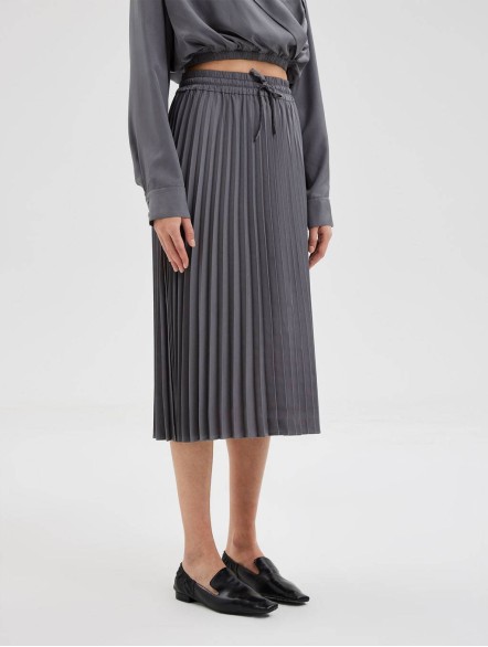 Pleated Mid-Length Skirt