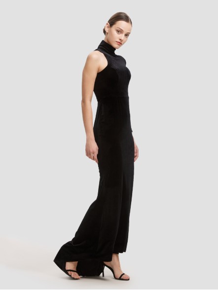 High Neck Velvet Maxi Dress