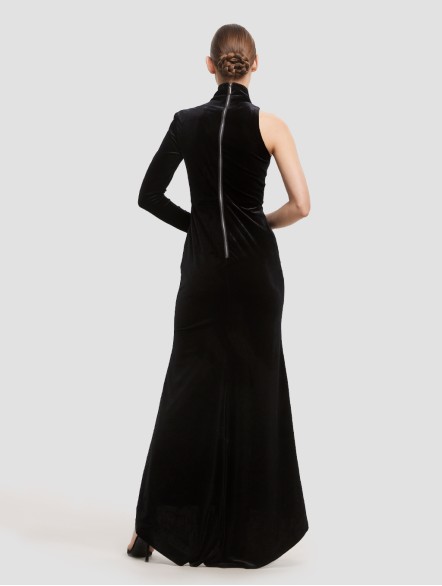 High Neck Velvet Maxi Dress