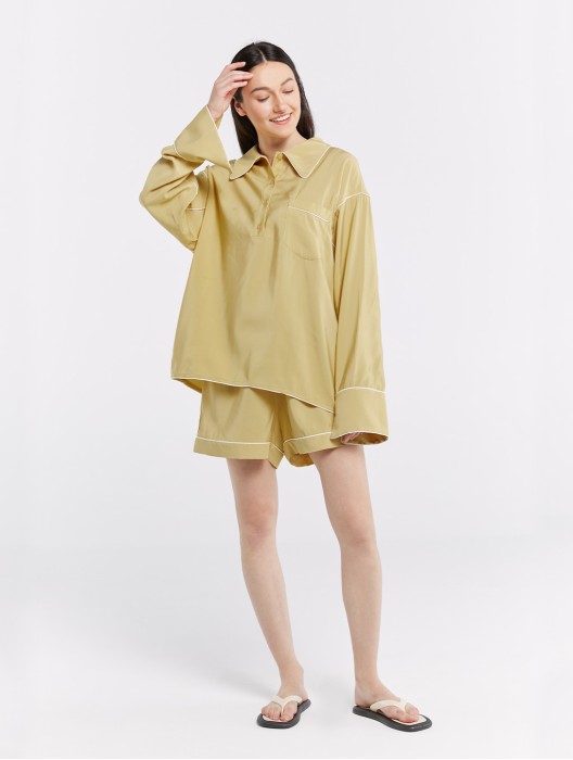 Soft-touch Piped Trim Pyjama Set