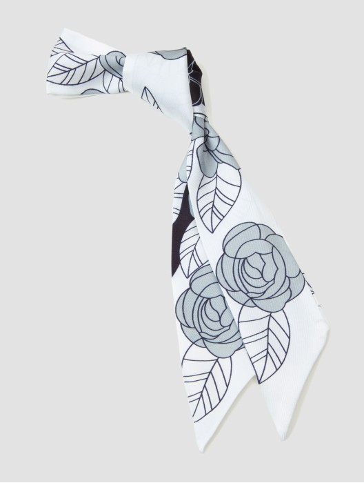 Floral Print Skinny Silk Scarf