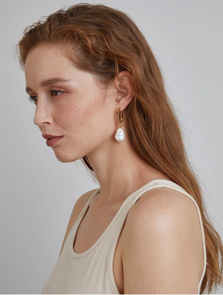 Pearl Oblong Earrings