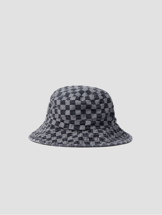 Checkerboard Denim Bucket Hat