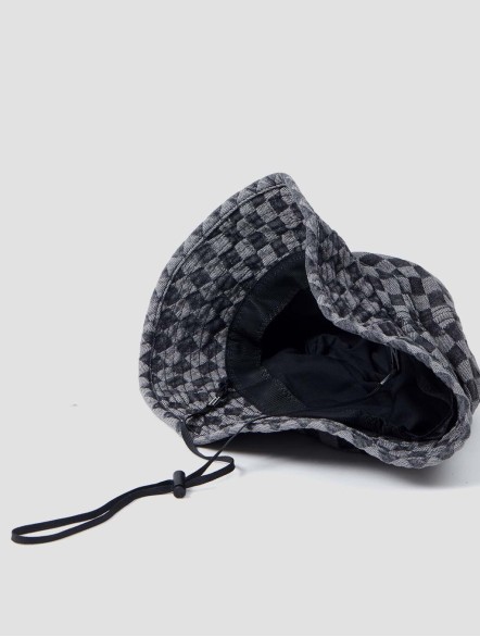 Checkerboard Denim Bucket Hat