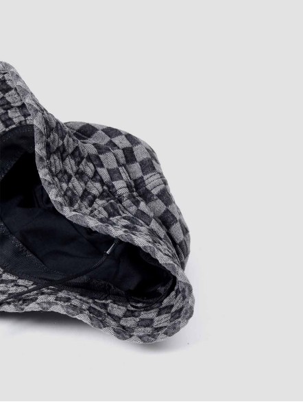 Checkerboard Denim Bucket Hat