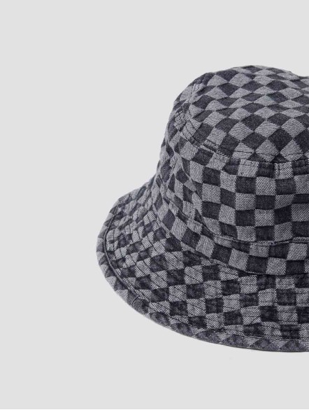 Checkerboard Denim Bucket Hat