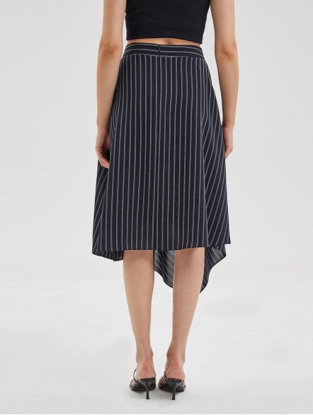 Asymmetric Stripe Flared Skirt