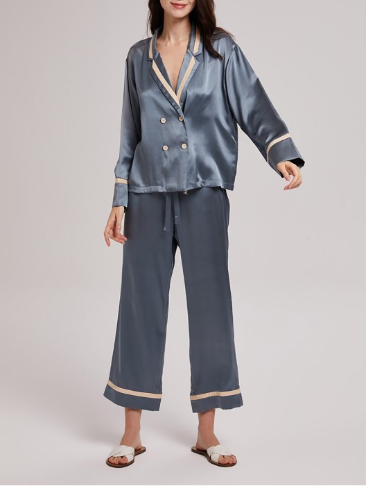 Notched Suit Silk Pajama Set
