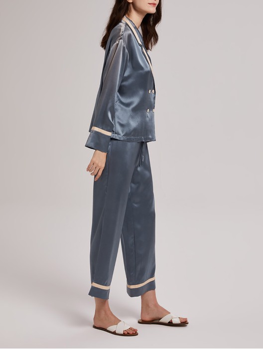 Notched Suit Silk Pajama Set