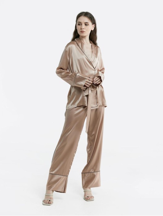 Trimmed Silk Pajama Set