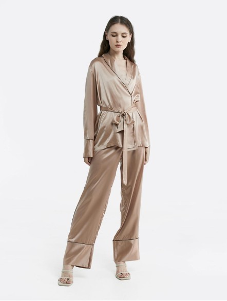 Trimmed Silk Pajama Set