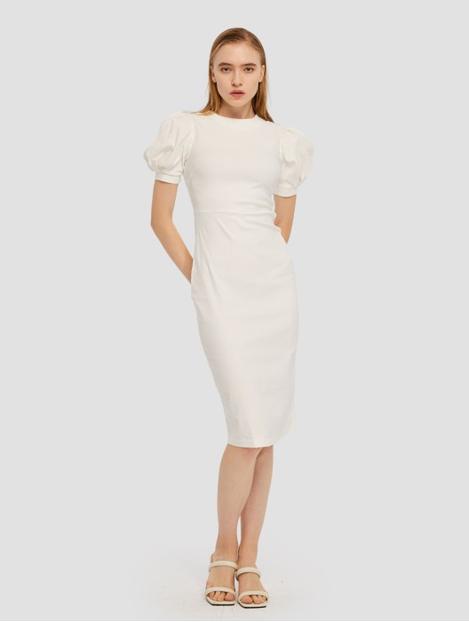 Puff Sleeve Sheath Dress