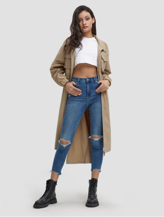 Long Side-slit Thin Trench Coat