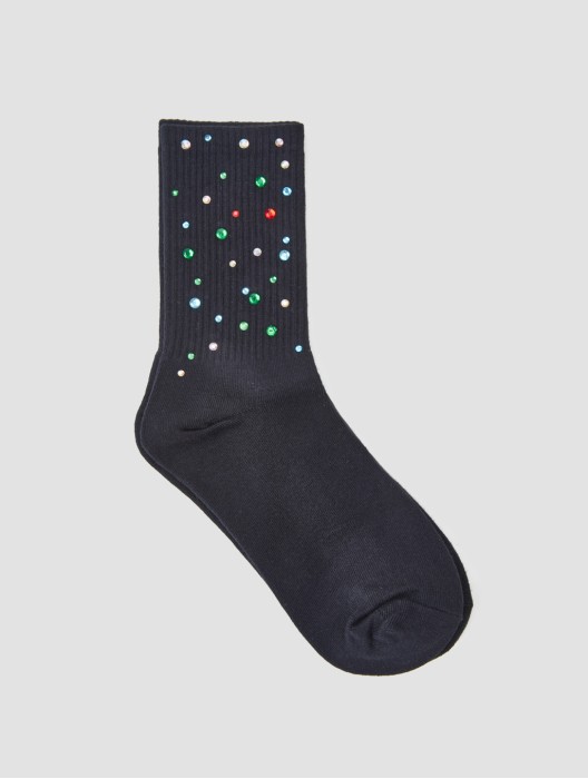 Glitter Embellished Crystal Socks
