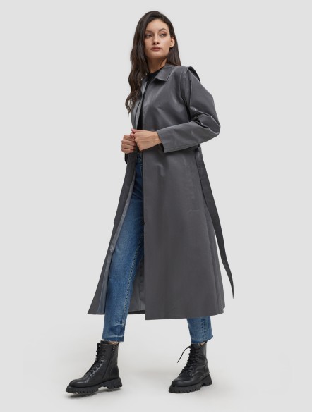 Long Shoulder Pad Trench Coat