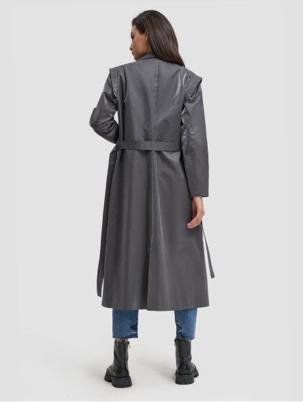 Long Shoulder Pad Trench Coat