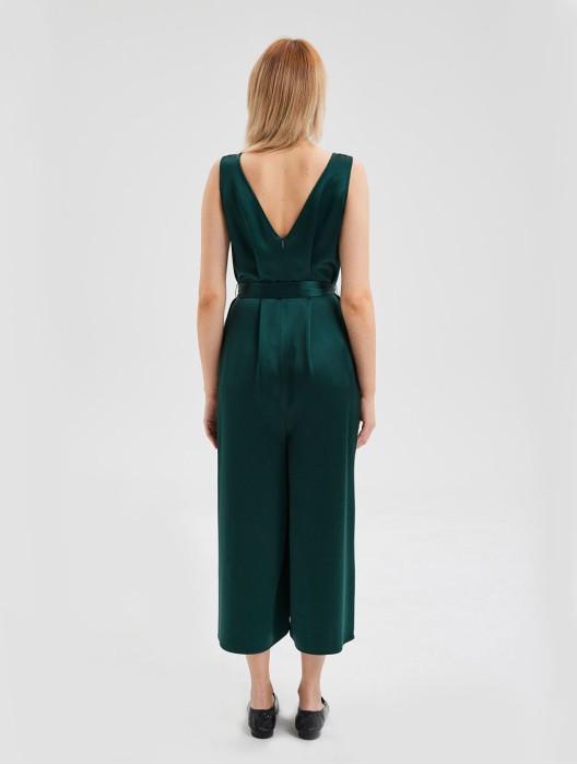 V-Neck Belted Jumpsuit