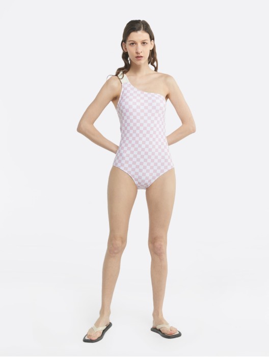 Plaid Pattern One-Piece Swimsuit