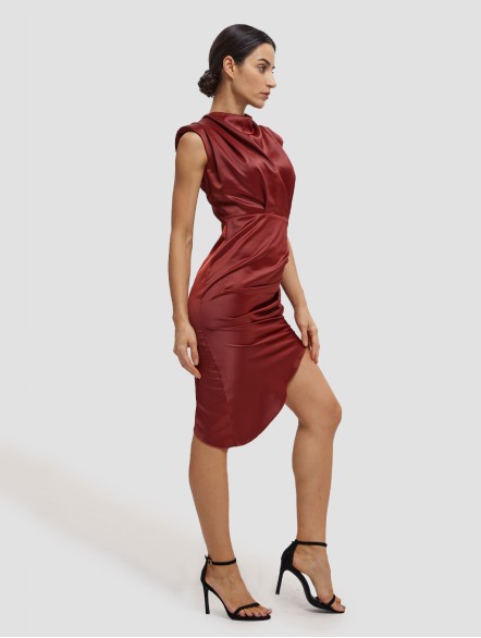 Sleeveless Asymmetrical Draped Dress