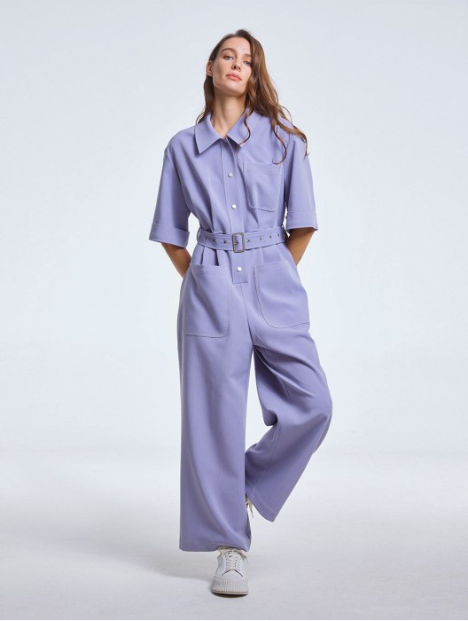 Midi Jumpsuit with Snap Fastener