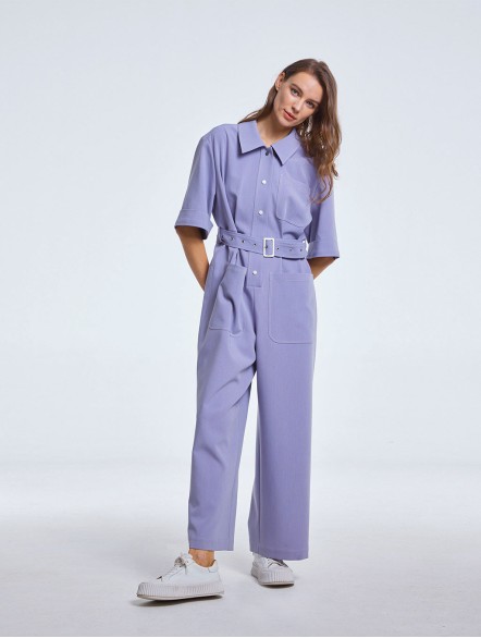 Midi Jumpsuit with Snap Fastener