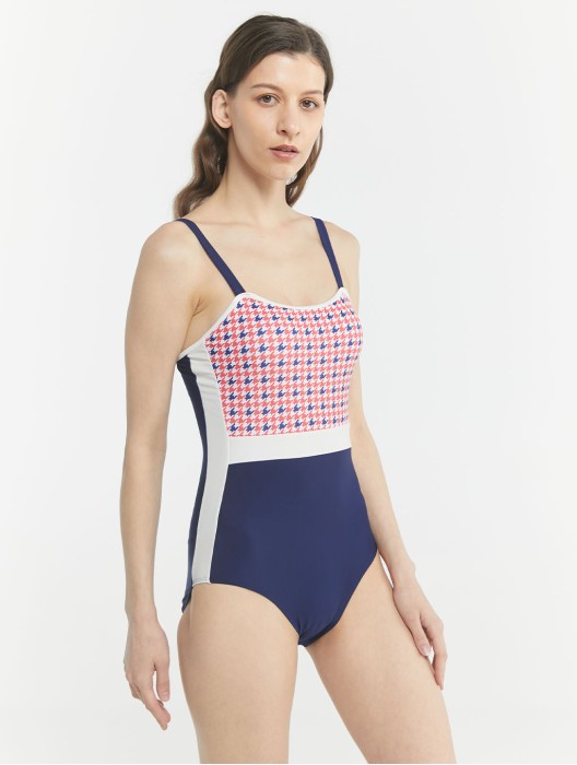 Vintage Patchwork One-Piece Swimsuit