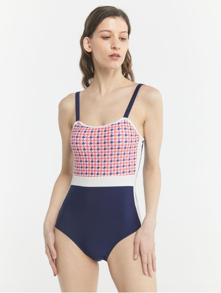 Vintage Patchwork One-Piece Swimsuit