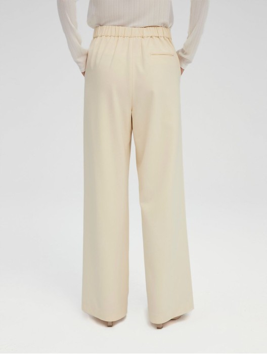 Wide Tuck Wool-blend Pants