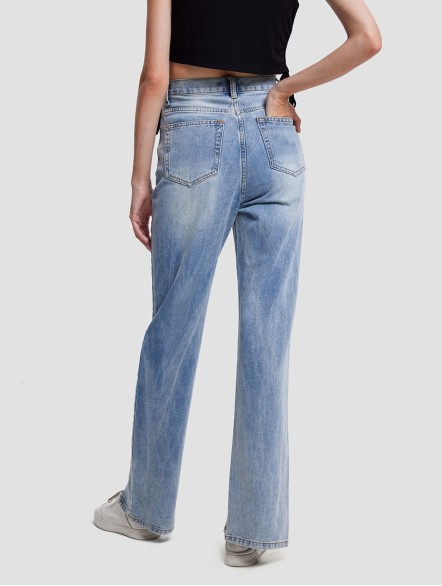 High Waist Front Split Jeans