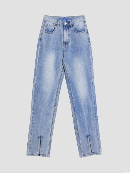 High Waist Front Split Jeans