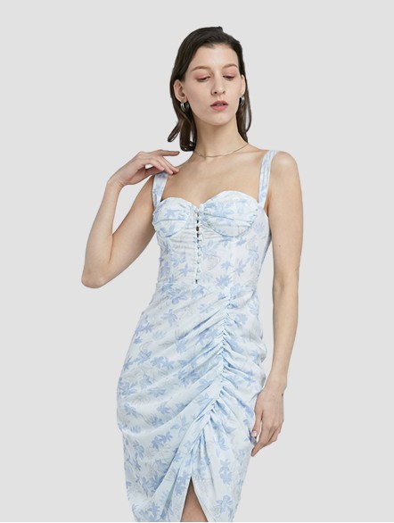 Airy Printed Corset Slip Dress