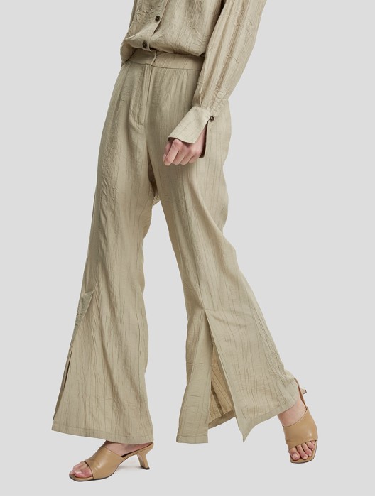 Crimped Texture Flared Trousers