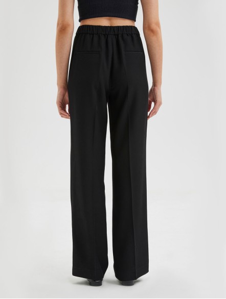 Slit-Leg Twill Black Trousers