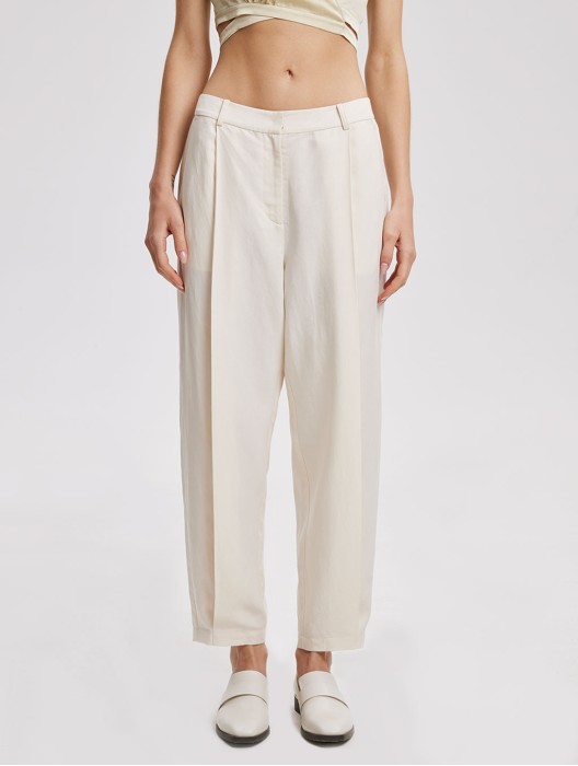 Linen-Blend Tapered Pants