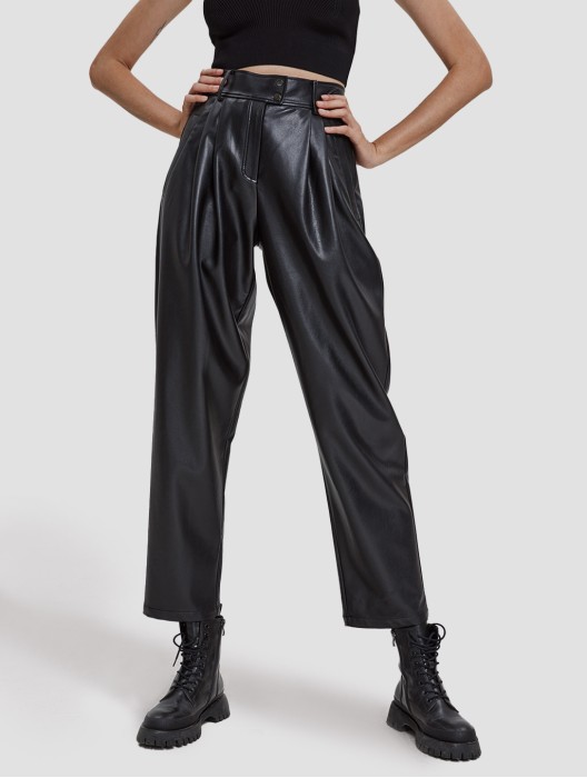 Faux Leather Tapered Pants