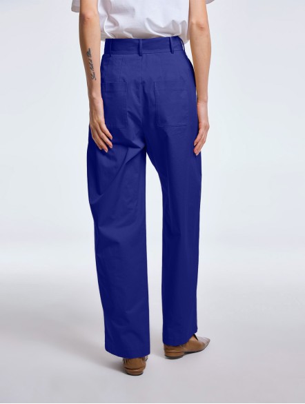 Off-center Closure Cotton Pants