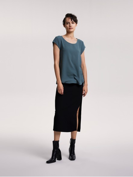 Half-zipped Cap Sleeve Top