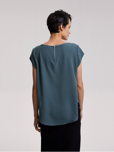 Half-zipped Cap Sleeve Top