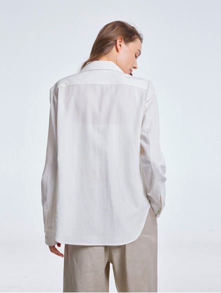 Asymmetric Shirt with Patch Pockets