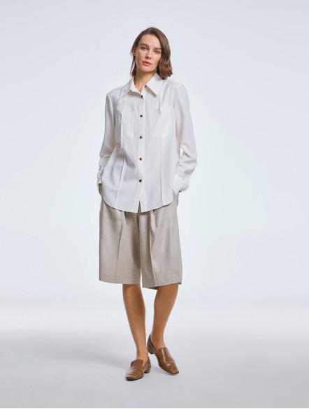 Asymmetric Shirt with Patch Pockets