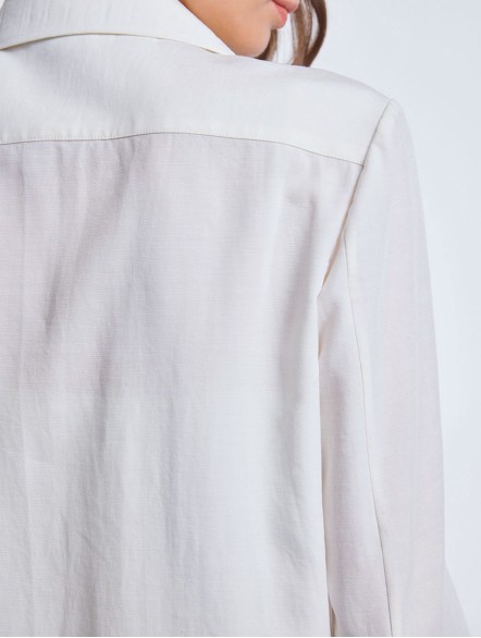 Asymmetric Shirt with Patch Pockets