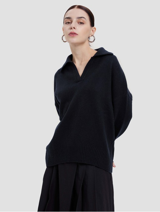 Ribbed Hem Cashmere Sweater