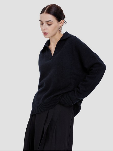 Ribbed Hem Cashmere Sweater