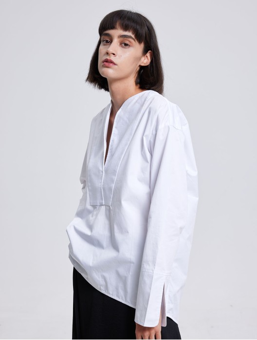 Round Collar Front Cut Shirt