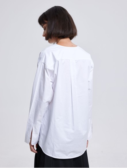 Round Collar Front Cut Shirt