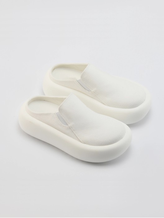 Canvas Thick Bottom Mules Slippers