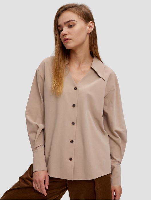 Buttoned Lantern Sleeve Shirt