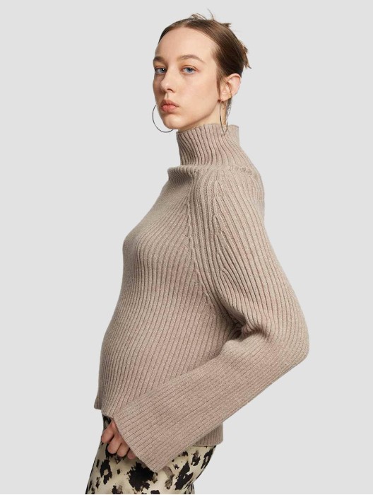 Cropped High-collar Knit Sweater