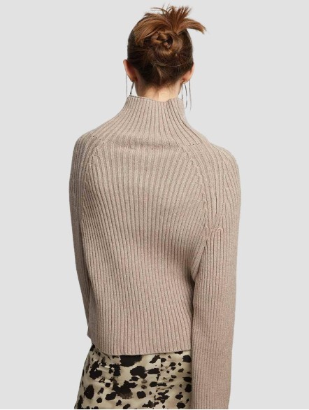 Cropped High-collar Knit Sweater